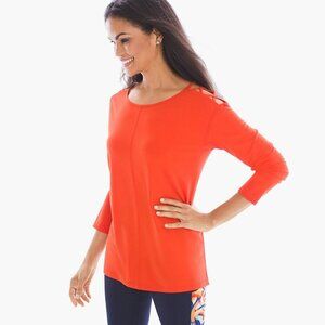 NWT New Zenergy By Chico's Orange Cage-Shoulder Tunic Size 2 US L